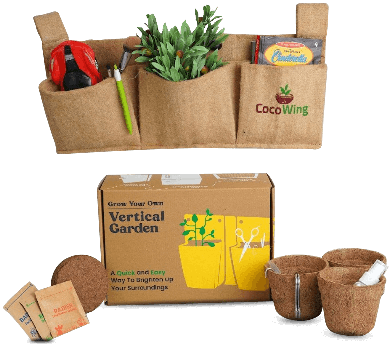 CocoWing 3 Pocket Horizontal Hanging Planter-Vertical Garden