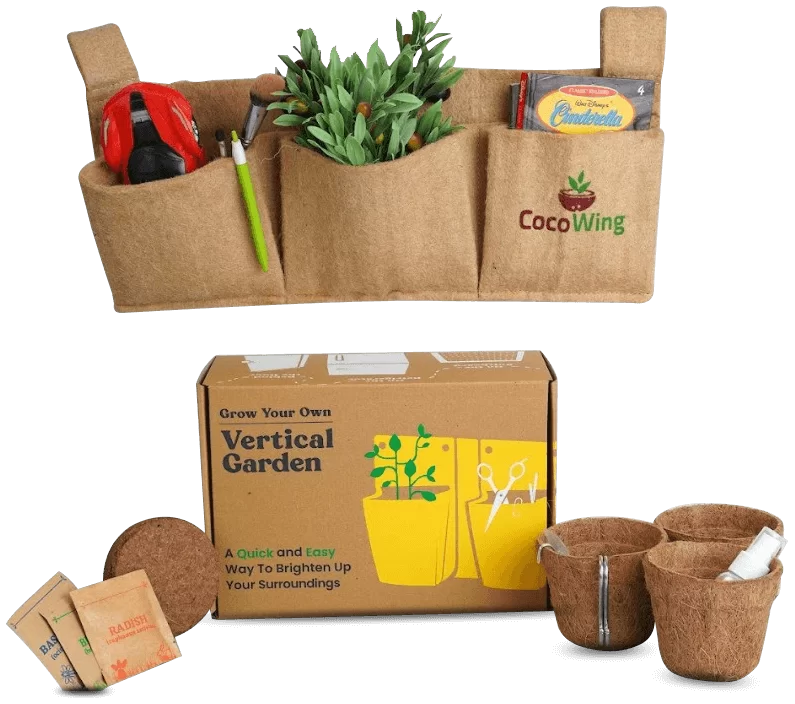 CocoWing 3 Pocket Horizontal Hanging Planter-Vertical Garden